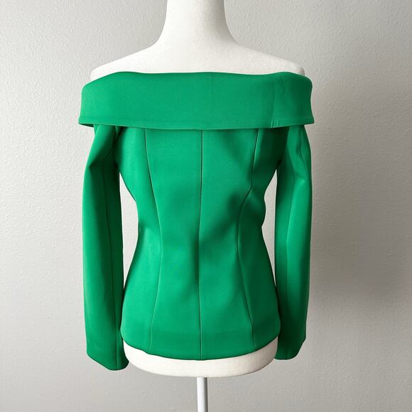 Boston Proper Off The Shoulder Scuba Double Breasted Blazer Top Women’s Size 6 - Picture 5 of 16